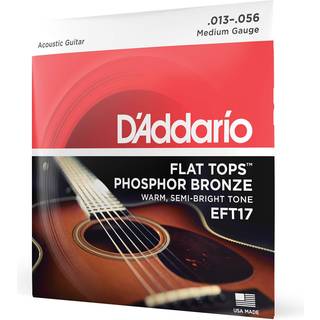 D'Edario Guitar Strings - Akustiske guitarstrenge - Flat toppe Phosphor Bronze - For 6 String Guitar - Warm Semi -Light Tone - EFT17 - Medium 13-