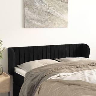 sengegavl med kanter 147x23x78/88 cm fløjl sort