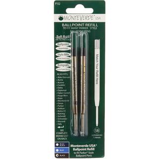 Monteverde Ballpoint Refill til at passe Parker Ballpoint Pens Super Broad Soft Roll Black 2 pr. Pakke (P152BK)