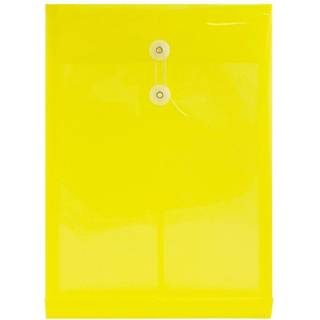 Jampapirplastkonvolutter med knap og strengbindelukning - Legal ?ben ende - 9 3/4 x 14 1/2 - Gul - 12/pakke