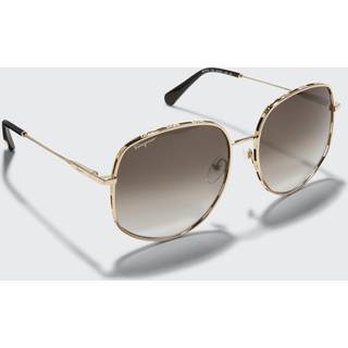 Ferragamo Kvinde SF277S 733 Solbriller Metal Guld Grå Rund Skygge