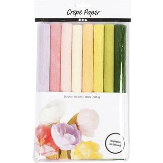 Crepepapir m. stræk - Pastel, 8 ark