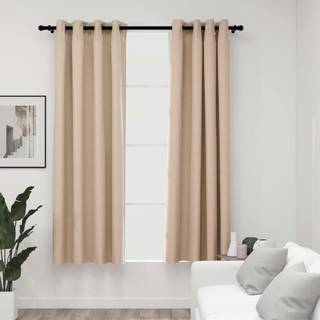 mørklægningsgardiner med øjer 2 stk. hør-look 140x175 cm beige
