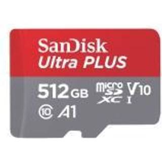 SanDisk MicroSDXC Ultra+ Hukommelseskort 512 GB A1 C10 v10 ➞ På lager - klar til levering og afhentning