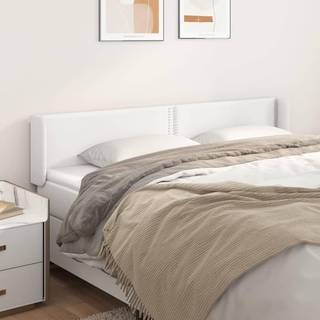 sengegavl med kanter 203x16x78/88 cm kunstlæder hvid