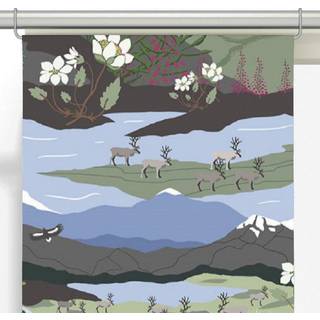 Arvidssons Textil Fjällvandring panelgardin 2-pak Grøn/blå