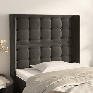 sengegavl med kanter 83x16x118/128 cm fløjl mørkegrå