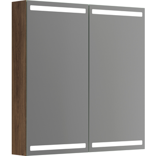 Scanbad Luna Level Spejlskab 80x80 cm m/2 låger - brun eg