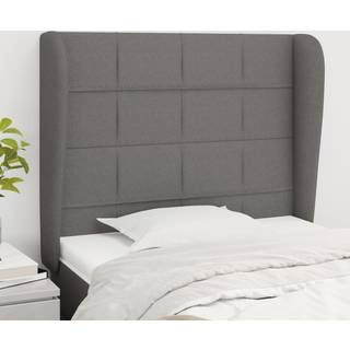 sengegavl med kanter 83x23x118/128 cm stof mørkegrå