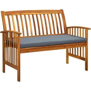 Havebænk Med Hynde Massivt Akacietræ - Mørkegrå / 119 cm