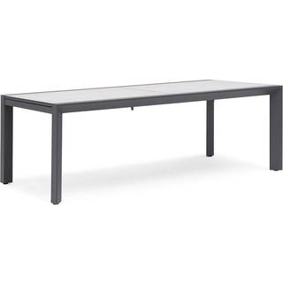 Hillerstorp havebord i aluminium og keramisk glas 220 - 340 x 107 cm - Mørkegrå/Grå