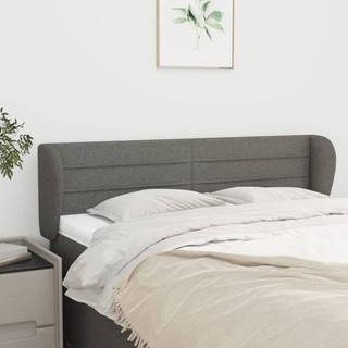 sengegavl med kanter 147x23x78/88 cm stof mørkegrå