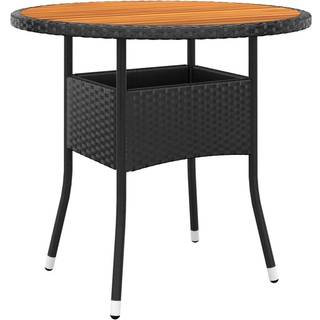 havebord Ø80x75 cm akacietræ og polyrattan sort