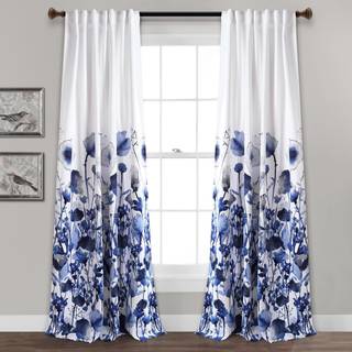 Frodig d? Cor 84? x 52? Navy frodig indretning Zuri Flora Curtains Light Filtring Window Panel Set til Living Dining Sovev?relse (par)