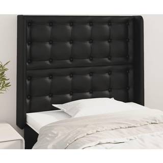 sengegavl med kanter 103x16x118/128 cm kunstlæder sort
