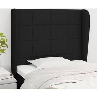 sengegavl med kanter 83x23x118/128 cm stof sort