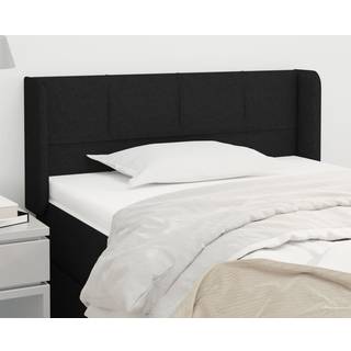 sengegavl med kanter 103x16x78/88 cm stof sort