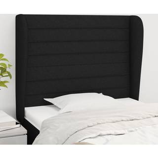 sengegavl med kanter 83x23x118/128 cm stof sort