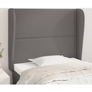 sengegavl med kanter 93x23x118/128 cm kunstlæder grå