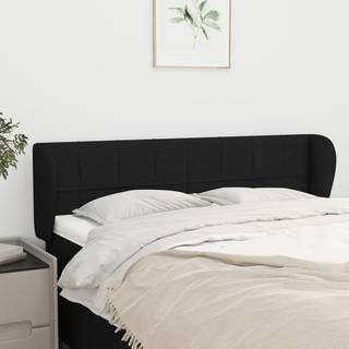 sengegavl med kanter 147x23x78/88 cm stof sort