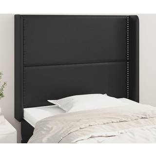 sengegavl med kanter 83x16x118/128 cm kunstlæder sort
