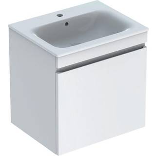 Geberit Renova Plan sæt, håndvask smalt design, med underskab, en skuffe og en indvendig skuffe: B=58.8cm, H=62.2cm, T=48cm, Bredde håndvask=60cm, hvid / lakeret højglans, hvid
