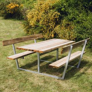HORTUS Bord-/bænksæt "FREJA" trykimprægneret og galvaniseret stel med ryg L: 175 x B: 180 cm - 801-086