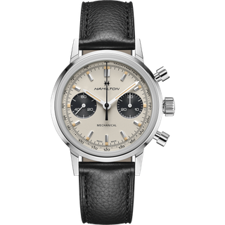 Hamilton American Classic Intra-Matic Chronograph H Automatic White Dial Black Leather Strap Men’s Watch H38429710
