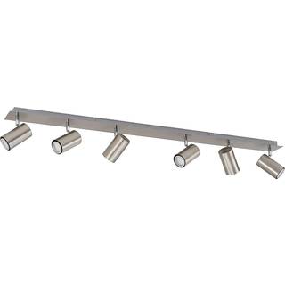 Lindby loftspot Joffrey, 116 cm, nikkel, 6 lyskilder, GU10 Joffrey Lindby, dæmpbar, Aluminium/grå/zink, Stue/spisestue, Metal, Moderne