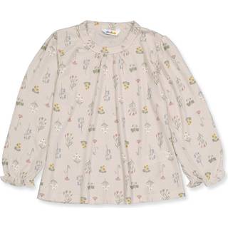 Bluse i smørblød beige økologisk bambus med blomterprint