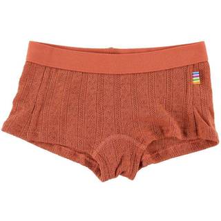 Hipster i orange uld-silke med ribform og blondekant