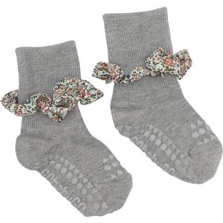 GOBABYGO Skridsikre Strømper - Liberty - Grey Melange / Katie and Millie orange