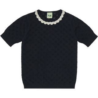 FUB | T-shirt pointelle, mørkeblå
