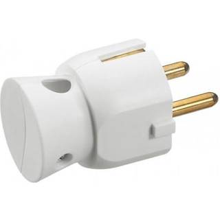 230V Vinklet Schuko stikprop med jord 16A, hvid