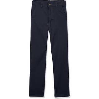 Izod drenge skoleuniform twill khaki bukser flad front komfortable linning marinebl? 6