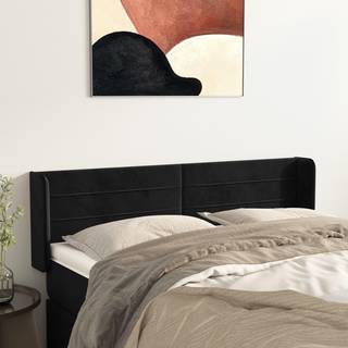 sengegavl med kanter 147x16x78/88 cm fløjl sort