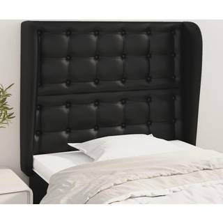 sengegavl med kanter 83x23x118/128 cm kunstlæder sort