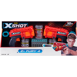 ZURU X-Shot Excel Fury 4 – 2-pakning med 16 skumpiler og 3 blinker