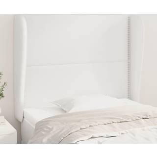 Sengegavl Med Kanter Kunstlæder - Hvid / 93 x 23 x 118/128 cm