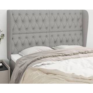 Sengegavl Med Kanter Stof Lysegrå - 147 x 23 x 118/128 cm