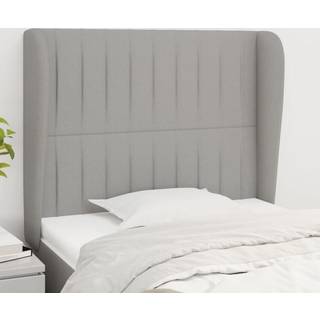 Sengegavl Med Kanter Stof - Lysegrå / 83 x 23 x 118/128 cm