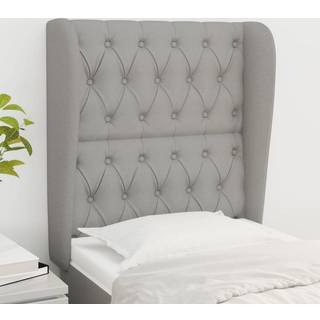 Sengegavl Med Kanter Stof Lysegrå - 83 x 23 x 118/128 cm