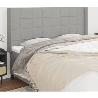 Sengegavl Med Kanter 83X16X78/128 Cm Stof - Lysegrå / 203 x 16 x 118/128 cm