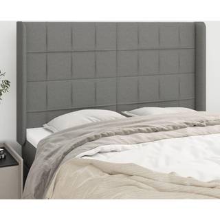 Sengegavl Med Kanter 83X16X78/128 Cm Stof - Mørkegrå / 147 x 16 x 118/128 cm