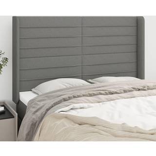 Sengegavl Med Kanter 83X16X78/128 Cm Stof - Mørkegrå / 147 x 16 x 118/128 cm