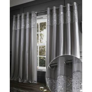 Catherine Lansfield Catherine Lansfield Grey Glitzy Sequin Eyelet Lined Curtains