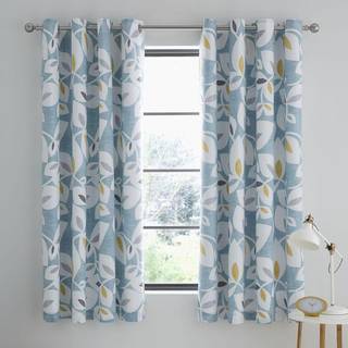Catherine Lansfield Catherine Lansfield Teal Blue Inga Leaf Eyelet Curtains