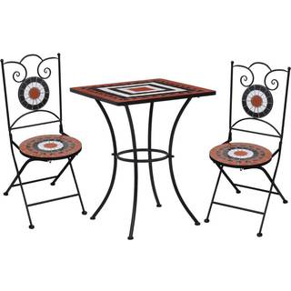 bistrosæt 3 dele mosaikdesign keramiske fliser terracotta hvid
