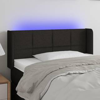 Sengegavl Med Led-Lys Stof - Sort / 93 x 16 x 78/88 cm