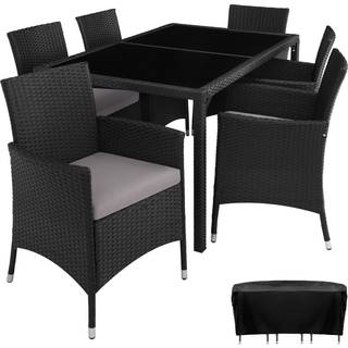 Polyrattan havemøbelsæt Lissabon - sort/grå
